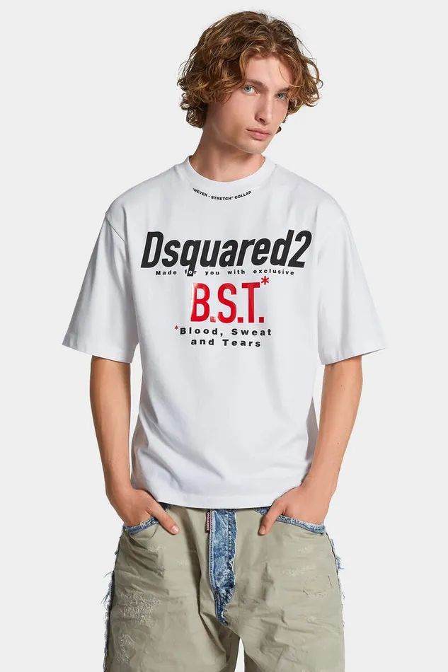 Dsquared2 TShirts and Polo Loose Fit Blood Sweat Tears TShirt White 8211 Men