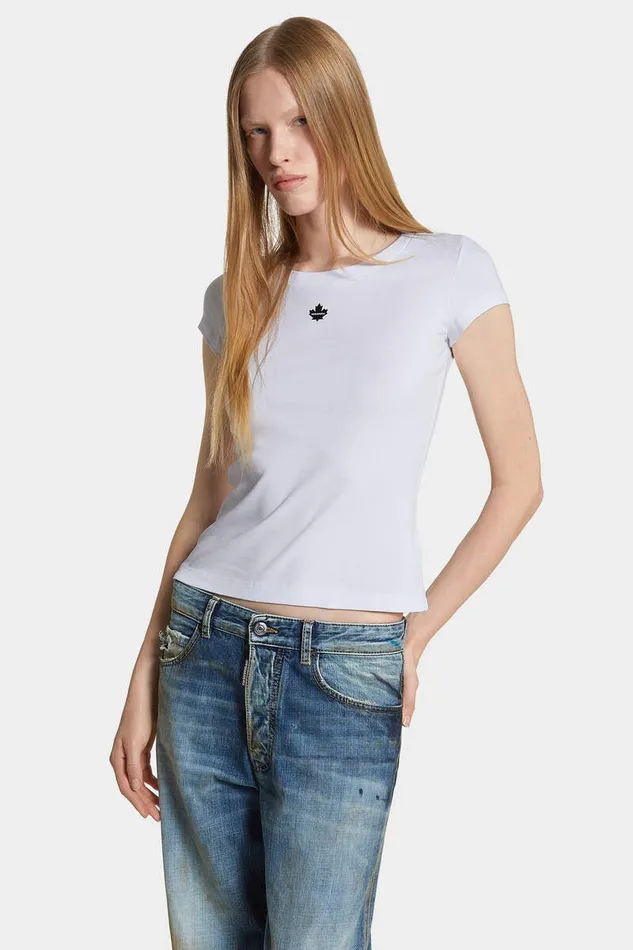 Dsquared2 Tops and TShirts Mini Fit Maple Leaf TShirt White 8211 Women