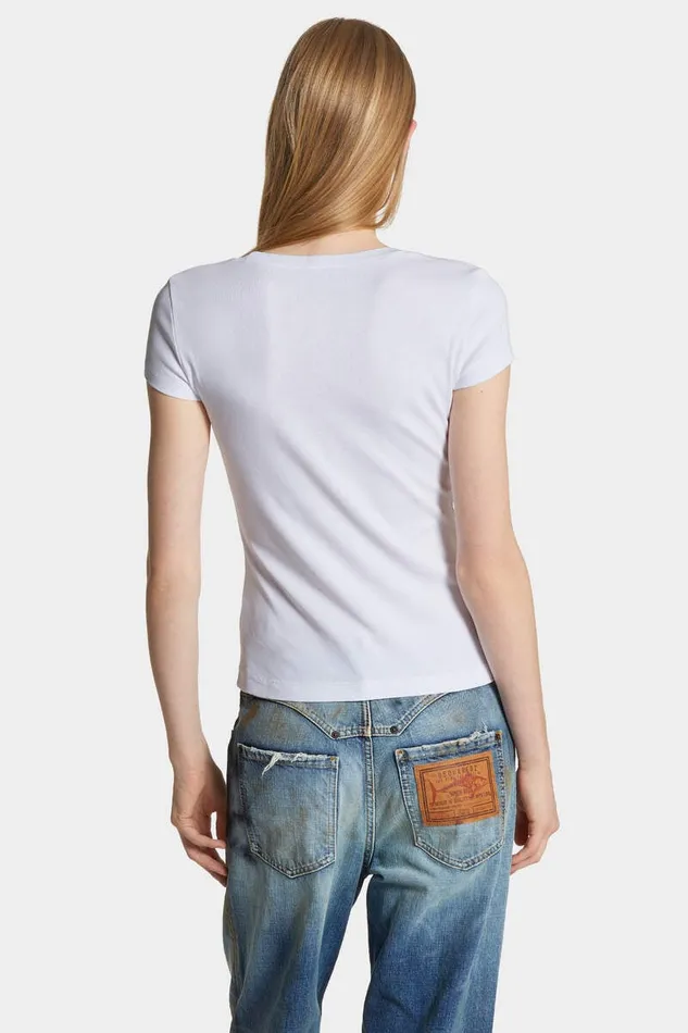 Dsquared2 Tops and TShirts Mini Fit Maple Leaf TShirt White 8211 Women