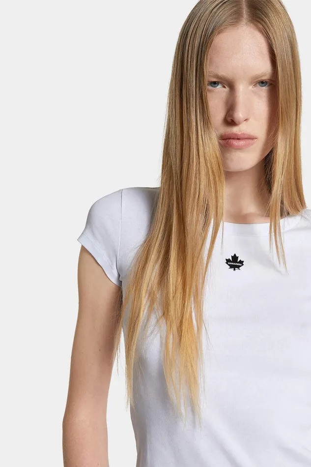 Dsquared2 Tops and TShirts Mini Fit Maple Leaf TShirt White 8211 Women