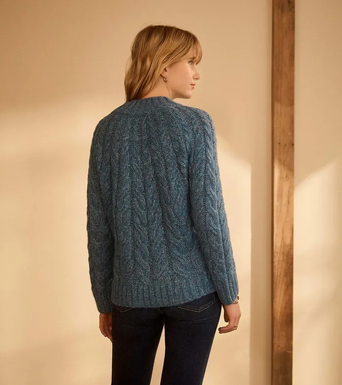 Dylan Cable Knit Sweater 8211 Blue Heather Hatley