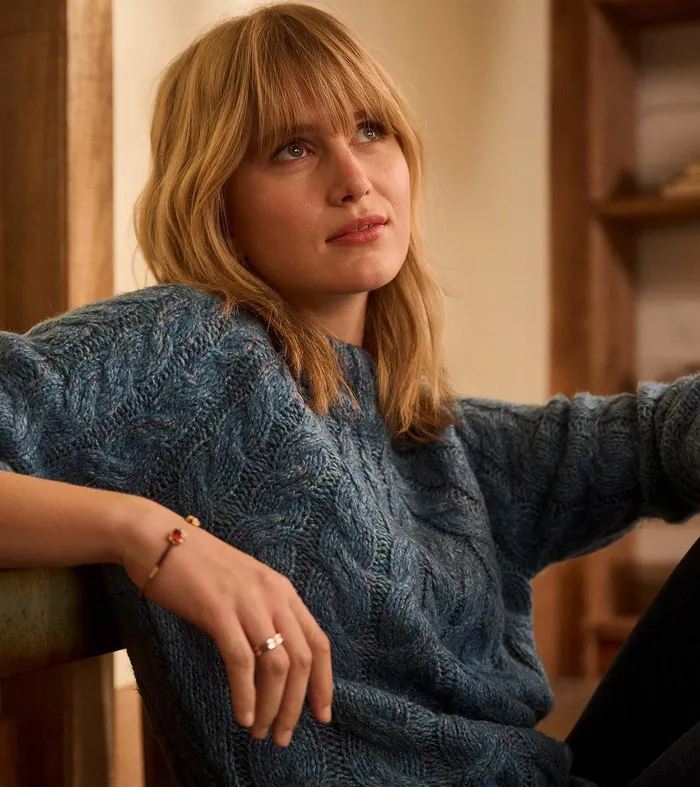 Dylan Cable Knit Sweater 8211 Blue Heather Hatley
