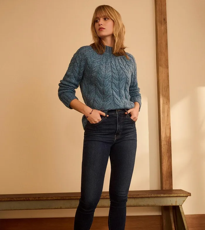 Dylan Cable Knit Sweater 8211 Blue Heather Hatley
