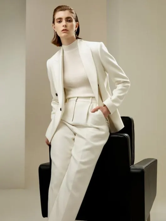 Elegant Medium Rise SilkWool Blend Business Trousers Women Lilysilk Knitwear