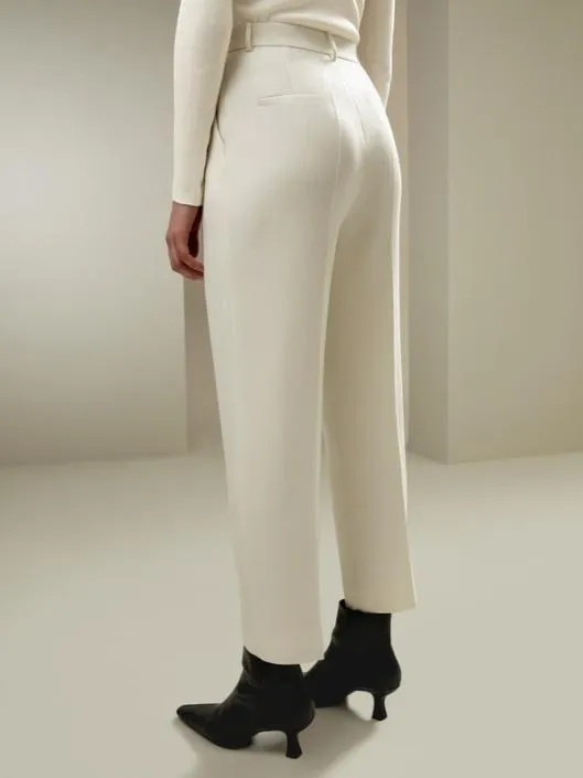 Elegant Medium Rise SilkWool Blend Business Trousers Women Lilysilk Knitwear