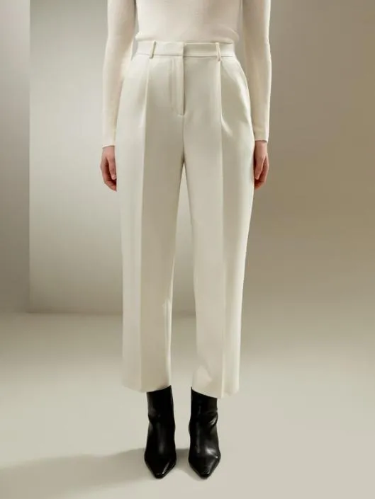 Elegant Medium Rise SilkWool Blend Business Trousers Women Lilysilk Knitwear