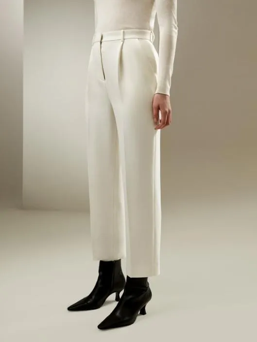Elegant Medium Rise SilkWool Blend Business Trousers Women Lilysilk Knitwear