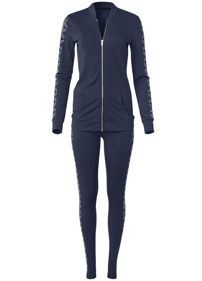 EMBELLISHED LOUNGE PANT SET Navy Women VENUS Bottoms