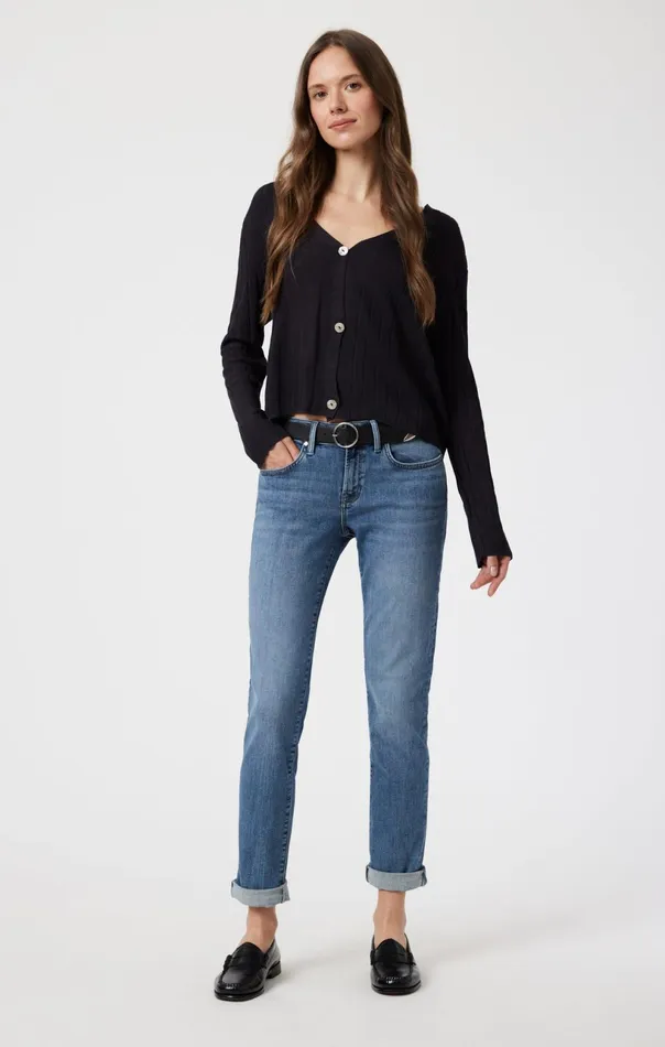 Emma Slim Boyfriend In Mid Shaded Flex Blue Women Mavi Jeans Denim