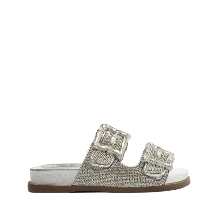 Enola Glam Sporty Leather Sandal Silver Women Schutz Shoes Enola