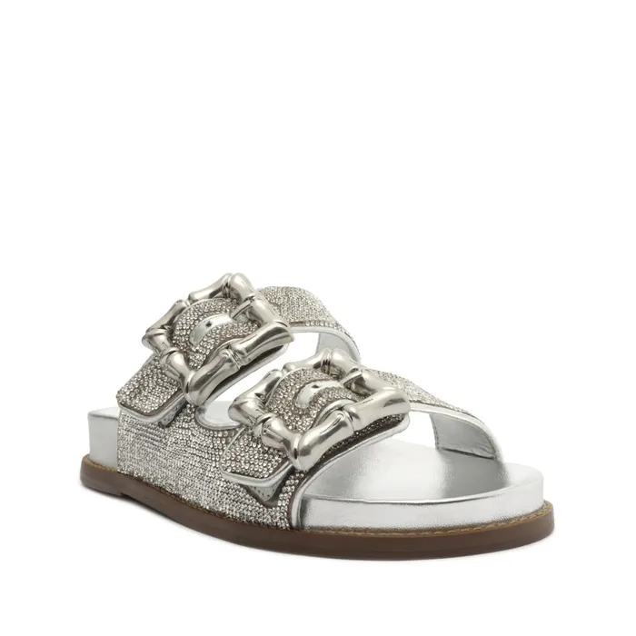 Enola Glam Sporty Leather Sandal Silver Women Schutz Shoes Enola Enola Glam Sporty Leather Sandal Silver Women Schutz Shoes Enola