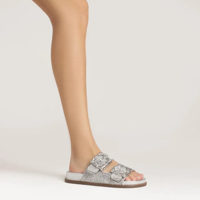 Enola Glam Sporty Leather Sandal Silver Women Schutz Shoes Enola Enola Glam Sporty Leather Sandal Silver Women Schutz Shoes Enola