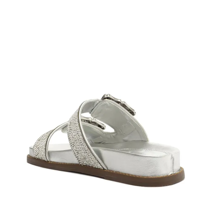 Enola Glam Sporty Leather Sandal Silver Women Schutz Shoes Enola Enola Glam Sporty Leather Sandal Silver Women Schutz Shoes Enola