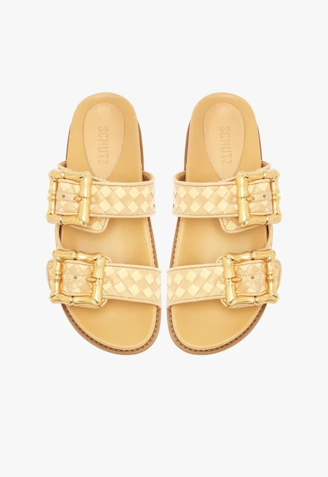 Enola Sporty Woven Leather Sandal Beige Women Schutz Shoes Enola Enola Sporty Woven Leather Sandal Beige Women Schutz Shoes Enola