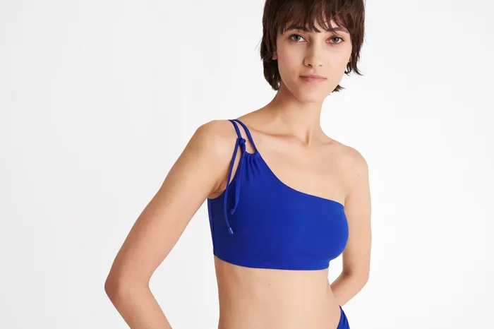 ERES Bass OneShoulder Crop Top Indigo Women TwoPieces Swimsuits