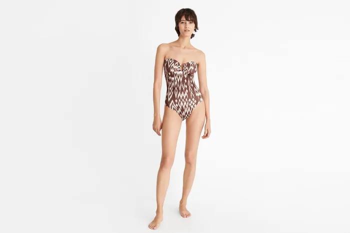 ERES Warm Bustier OnePiece Imprime Wind Coffee Women OnePiece Swimsuits