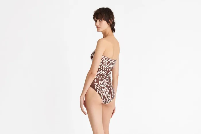 ERES Warm Bustier OnePiece Imprime Wind Coffee Women OnePiece Swimsuits