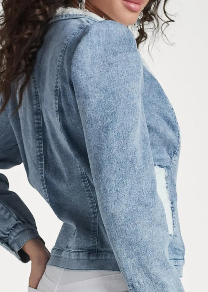 Fauxfur Lined Jean Jacket Light Wash Women VENUS Jackets