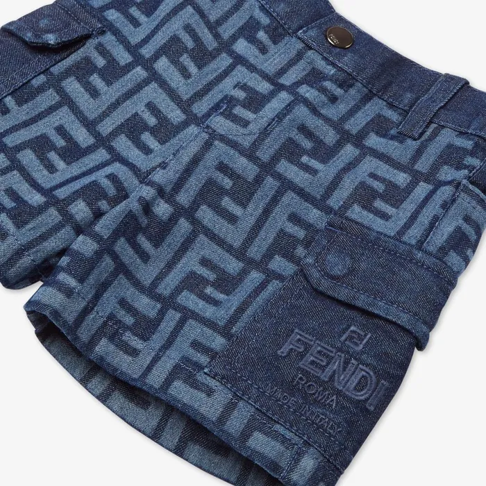 Fendi Baby Boy Baby Bermudas Blue Chambray Baby Bermudas 8211 Kids