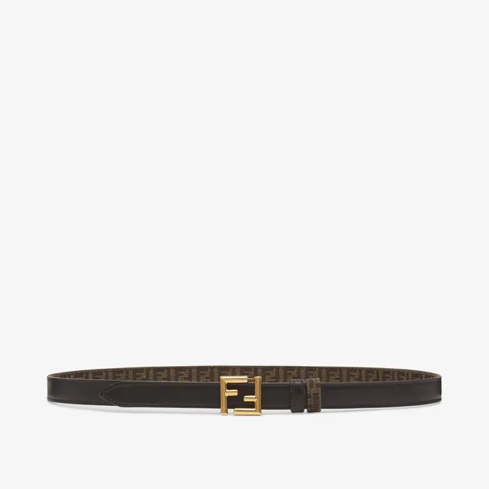 Fendi Belts FF Belt Black Leather Reversible Belt 8211 Women