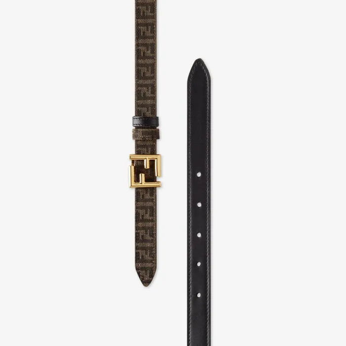 Fendi Belts FF Belt Black Leather Reversible Belt 8211 Women