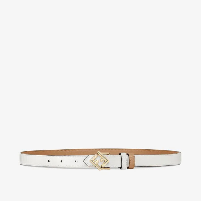 Fendi Belts FF Diamonds Belt Beige Leather Reversible Belt 8211 Women