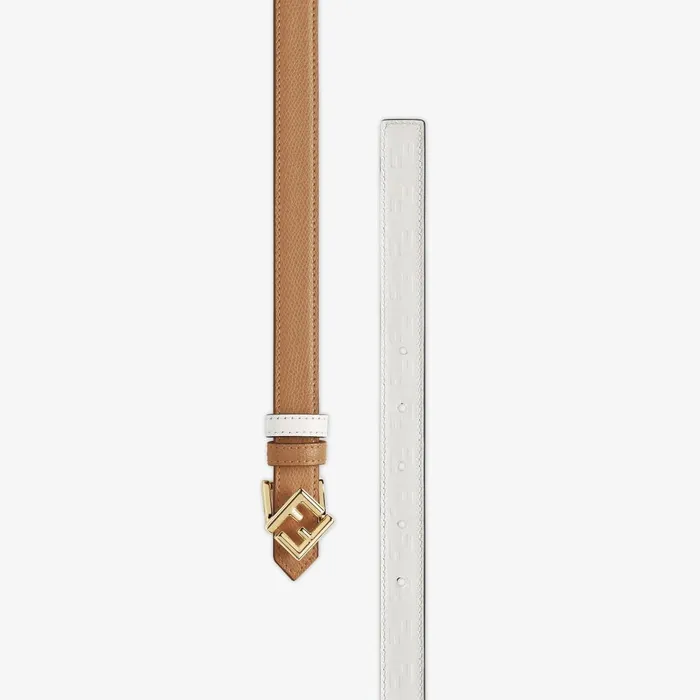 Fendi Belts FF Diamonds Belt Beige Leather Reversible Belt 8211 Women