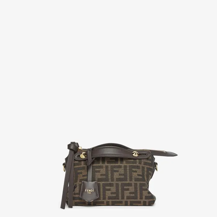 Fendi Boston Bags By The Way Soft Mini Brown FF Jacquard Fabric Mini Bag 8211 Women