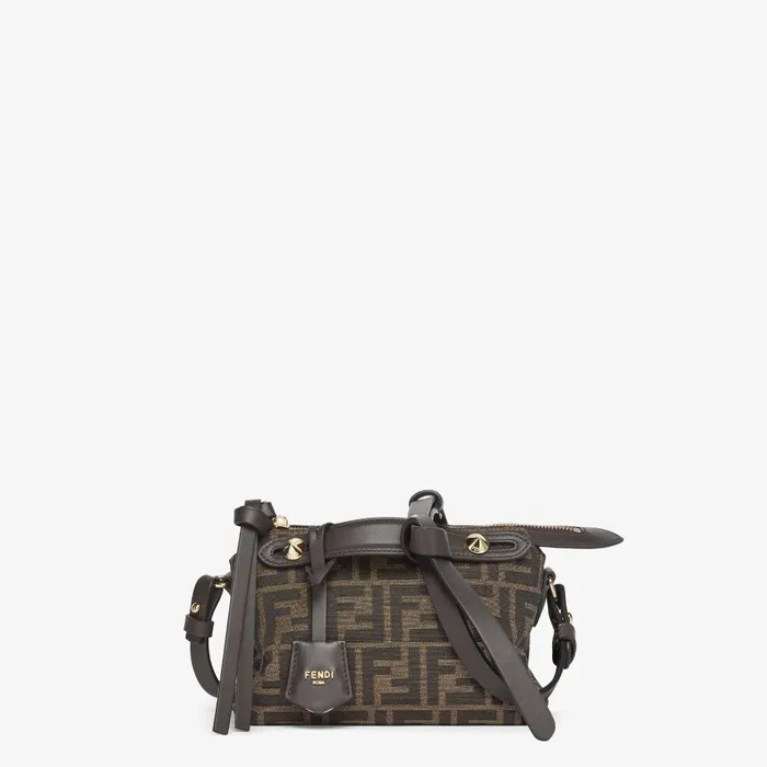 Fendi Boston Bags By The Way Soft Mini Brown FF Jacquard Fabric Mini Bag 8211 Women