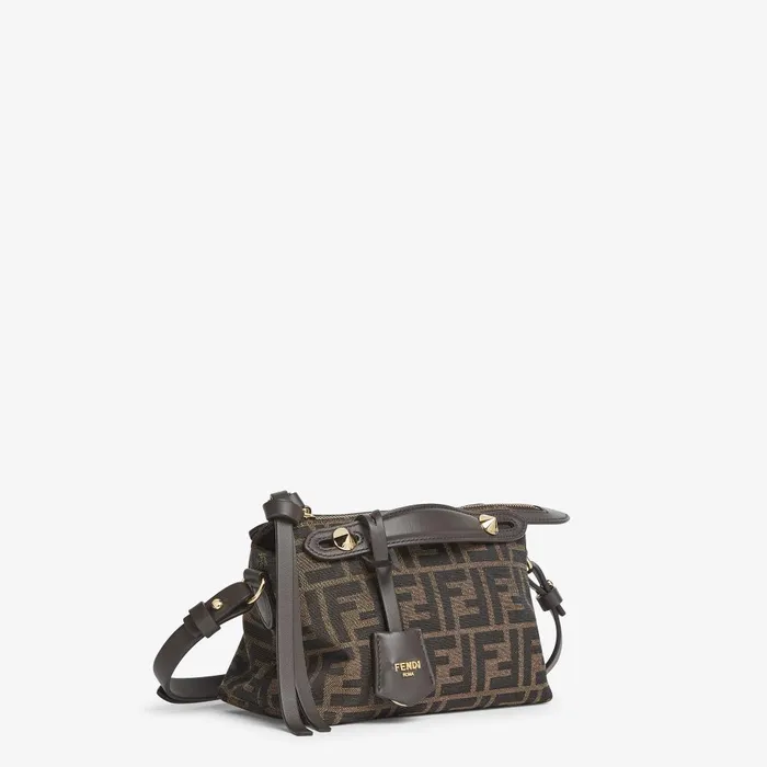 Fendi Boston Bags By The Way Soft Mini Brown FF Jacquard Fabric Mini Bag 8211 Women