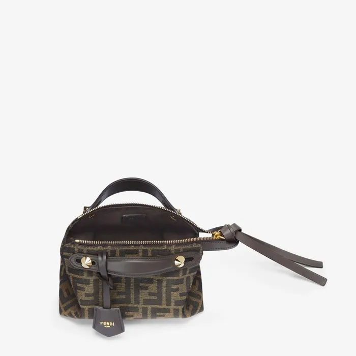 Fendi Boston Bags By The Way Soft Mini Brown FF Jacquard Fabric Mini Bag 8211 Women