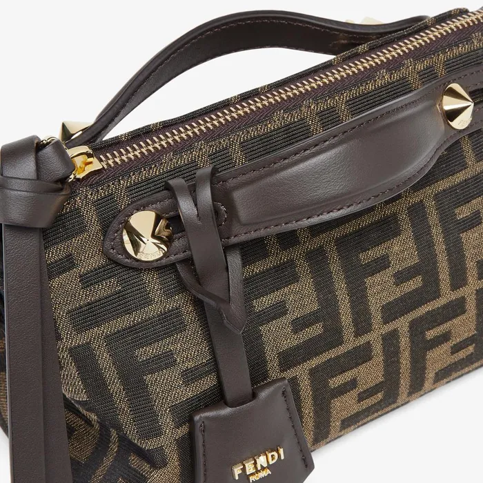 Fendi Boston Bags By The Way Soft Mini Brown FF Jacquard Fabric Mini Bag 8211 Women
