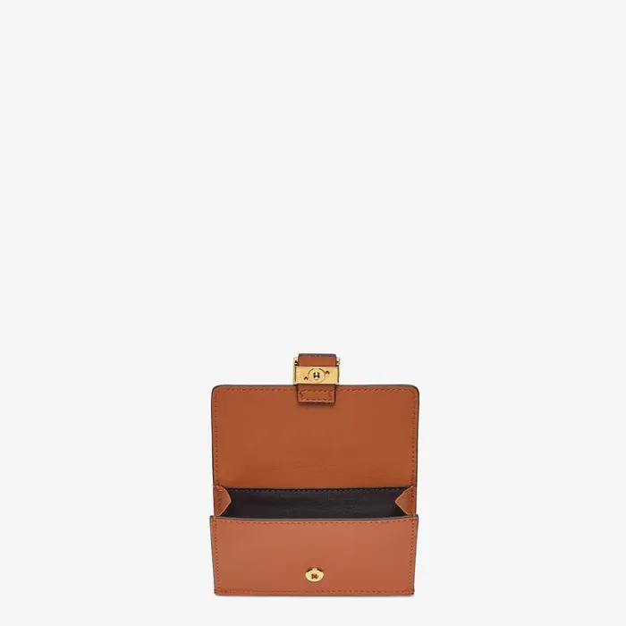 Fendi Card Holders Baguette Card Holder Brown Nappa Leather Card Holder 8211 Women
