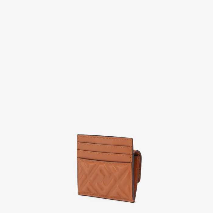 Fendi Card Holders Baguette Card Holder Brown Nappa Leather Card Holder 8211 Women