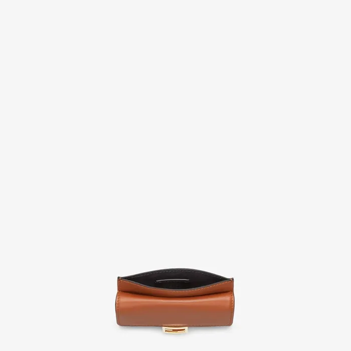 Fendi Card Holders Baguette Card Holder Brown Nappa Leather Card Holder 8211 Women