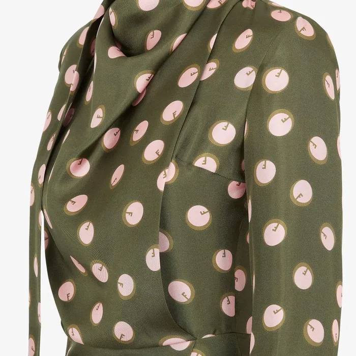 Fendi Dresses and Jumpsuits Dress Green Printed Silk Dress 8211 Women
