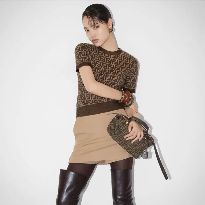 Fendi Earrings Fendi Filo Earrings Brown FF Leather Earrings 8211 Women
