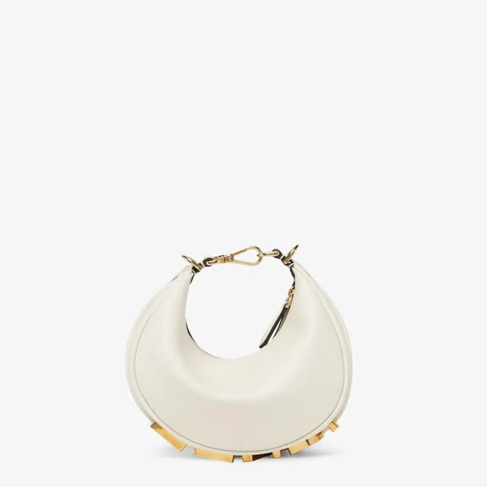 Fendi Hobo Bags Fendigraphy Mini White Leather Mini Bag 8211 Women