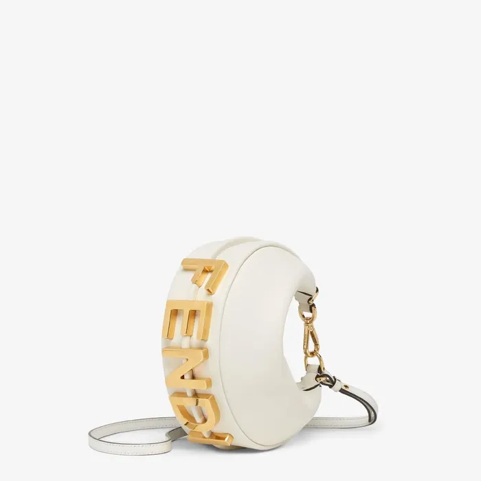 Fendi Hobo Bags Fendigraphy Mini White Leather Mini Bag 8211 Women
