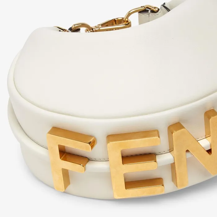 Fendi Hobo Bags Fendigraphy Mini White Leather Mini Bag 8211 Women