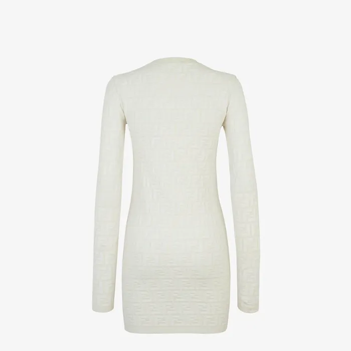 Fendi Knitwear Dress White FF Viscose Dress 8211 Women