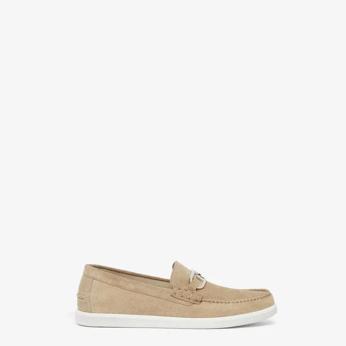 Fendi Loafers and Drivers Fendi OLock Light Loafers Beige Suede Loafers 8211 Men