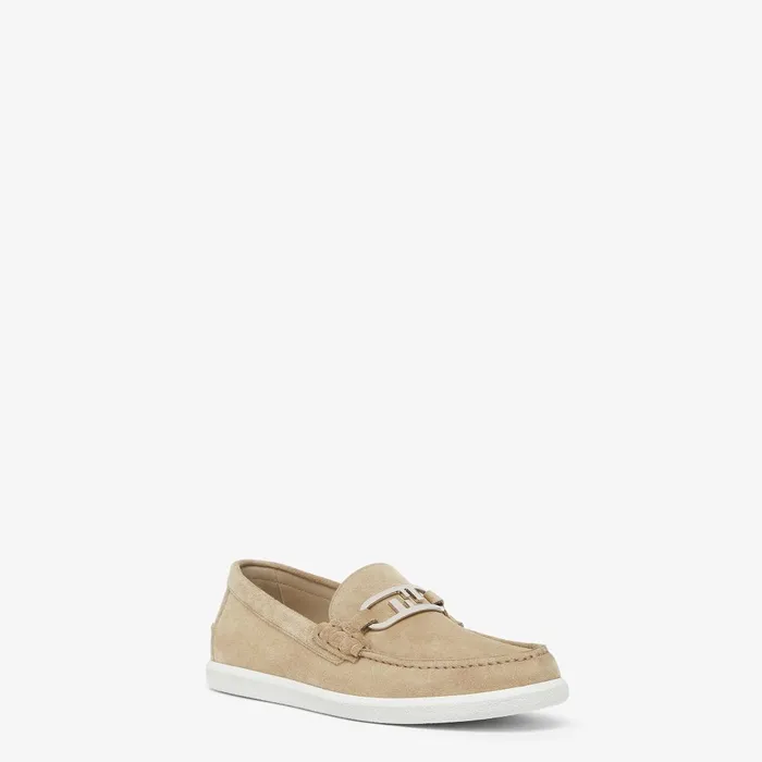 Fendi Loafers and Drivers Fendi OLock Light Loafers Beige Suede Loafers 8211 Men