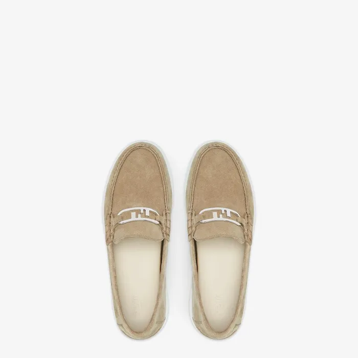 Fendi Loafers and Drivers Fendi OLock Light Loafers Beige Suede Loafers 8211 Men
