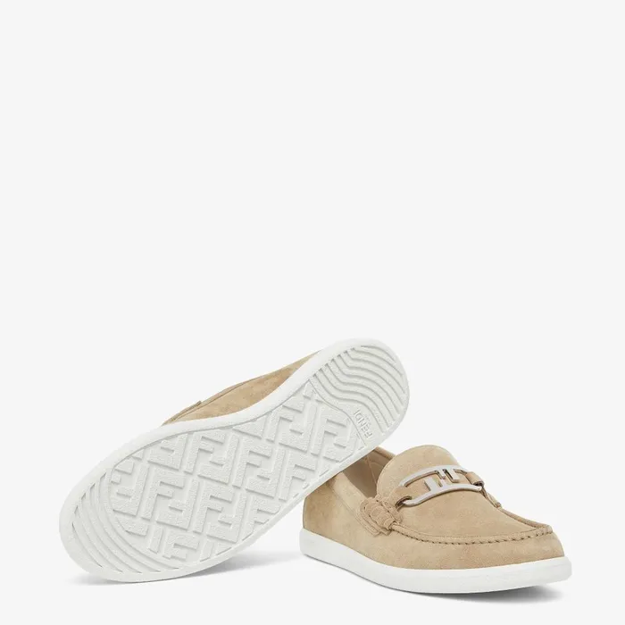Fendi Loafers and Drivers Fendi OLock Light Loafers Beige Suede Loafers 8211 Men