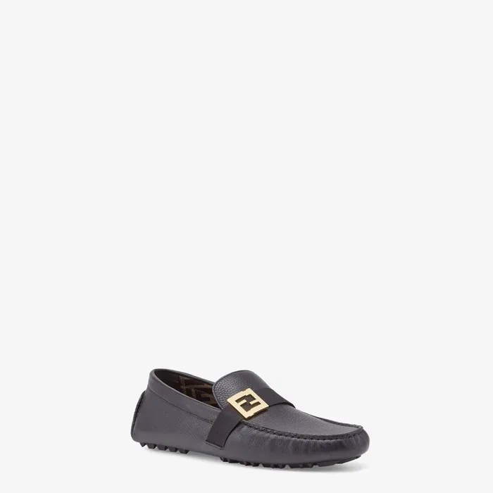 Fendi Loafers and Drivers FF Squared Drivers Black Leather Drivers 8211 Men