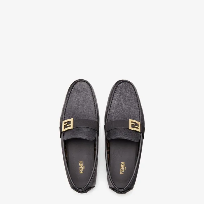 Fendi Loafers and Drivers FF Squared Drivers Black Leather Drivers 8211 Men