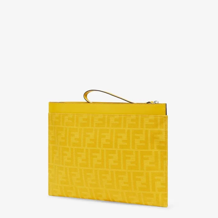 Fendi Mini Bags FF Jacquard Flat Pouch Medium Yellow FF Jacquard Pouch 8211 Men