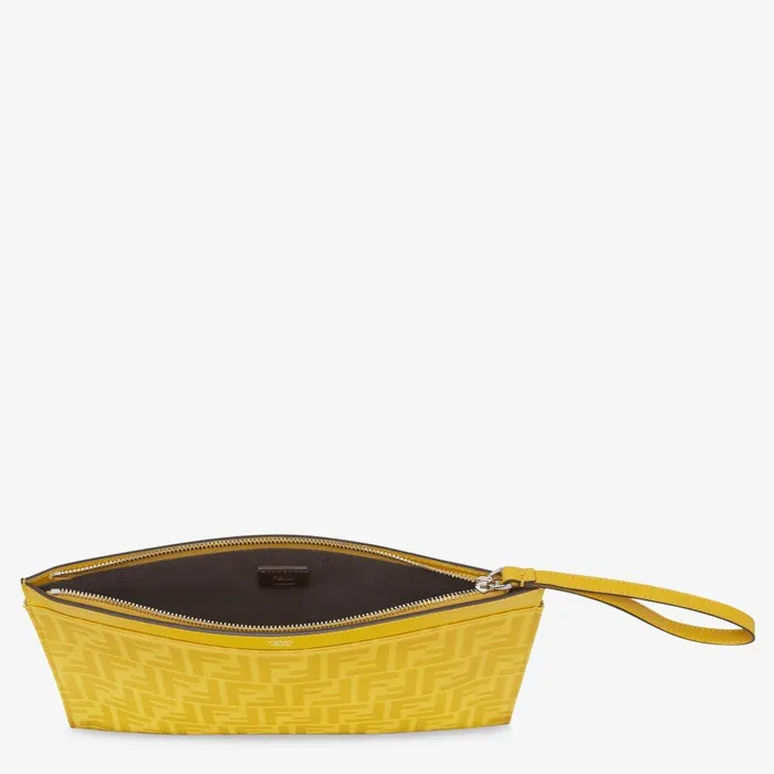 Fendi Mini Bags FF Jacquard Flat Pouch Medium Yellow FF Jacquard Pouch 8211 Men
