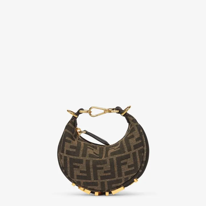 Fendi Miniature Bags Nano Fendigraphy Brown Fabric Charm 8211 Women